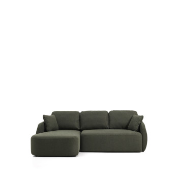 Laira 3-Sitzer-Schlafsofa in dunkelgrünem Chenille mit linksseitiger Chaiselongue 246 cm FSC Mix Credit