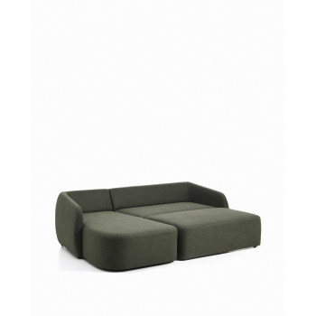 Laira 3-Sitzer-Schlafsofa in dunkelgrünem Chenille mit linker Chaiselongue 246 cm FSC Mix Credit