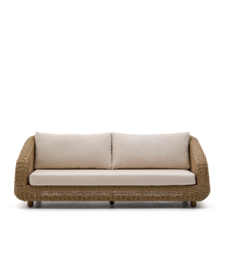 Meria 3-Sitzer-Sofa aus synthetischem Rattan und Beinen aus 100 % FSC-zertifiziertem Akazienholz, 208 cm