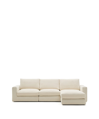 Alea 4-Sitzer Modulsofa mit abnehmbarem Chenillebezug, Chaiselongue rechts, ecru, 310 cm