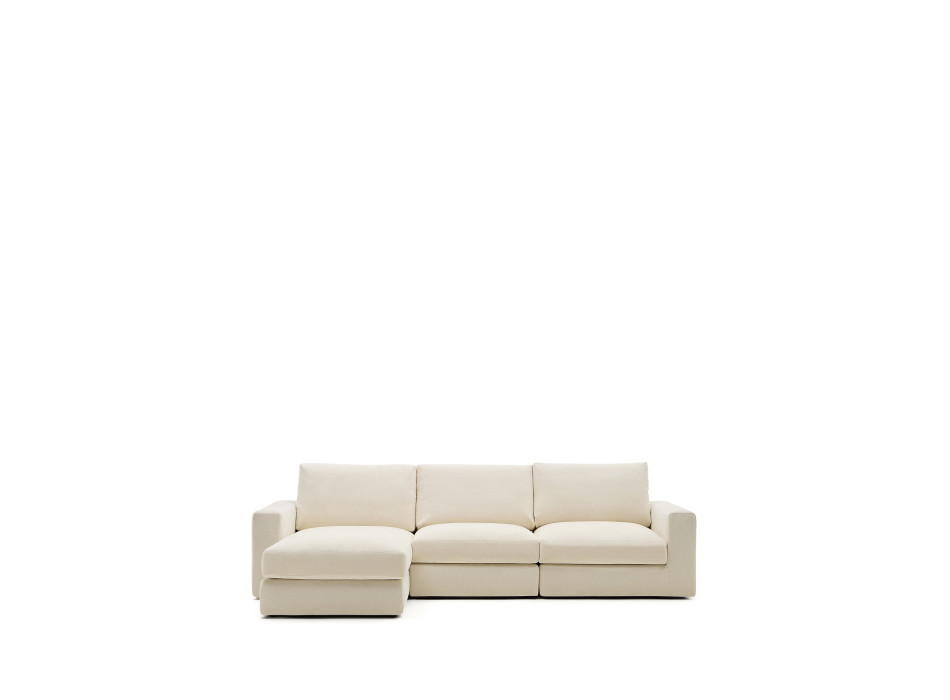 Alea 4-Sitzer Modulsofa mit abnehmbarem Chenillebezug, Chaiselongue links, ecru, 310 cm