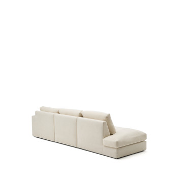 Alea 5-Sitzer Modulsofa mit abnehmbarem Chenillebezug, Chaiselongue rechts, ecru, 340 cm
