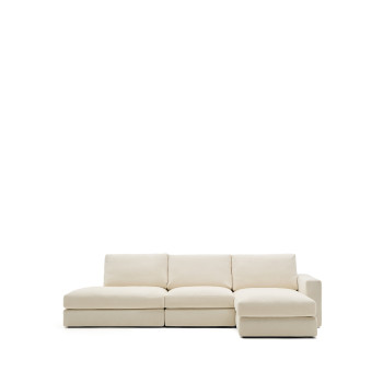 Alea 5-Sitzer Modulsofa mit abnehmbarem Chenillebezug, Chaiselongue rechts, ecru, 340 cm