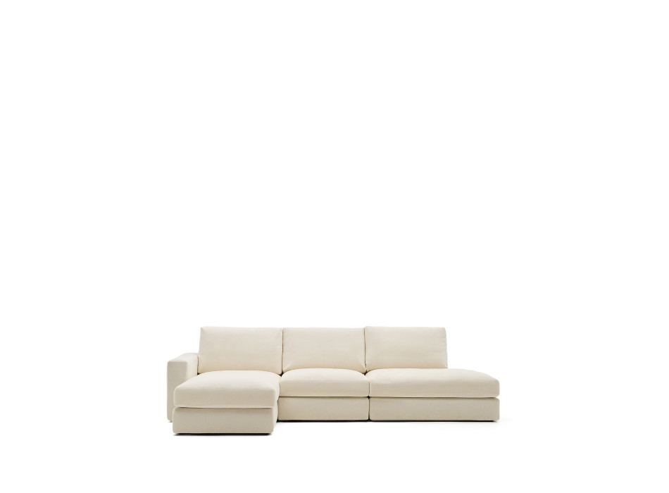 Alea 5-Sitzer Modulsofa mit abnehmbarem Chenillebezug, Chaiselongue links, ecru, 340 cm