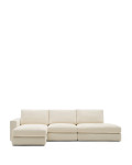 Alea 5-Sitzer Modulsofa mit abnehmbarem Chenillebezug, Chaiselongue links, ecru, 340 cm