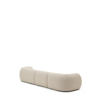 Martina 4-Sitzer Modulsofa aus Chenille mit Chaiselongue rechts, ecru, 377 cm
