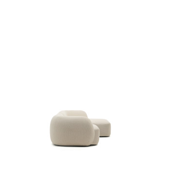 Martina 4-Sitzer Modulsofa aus Chenille mit Chaiselongue rechts, ecru, 377 cm