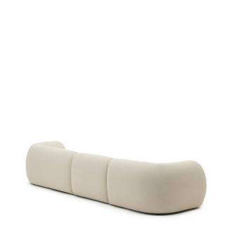 Martina 4-Sitzer Modulsofa aus Chenille mit Chaiselongue rechts, ecru, 377 cm