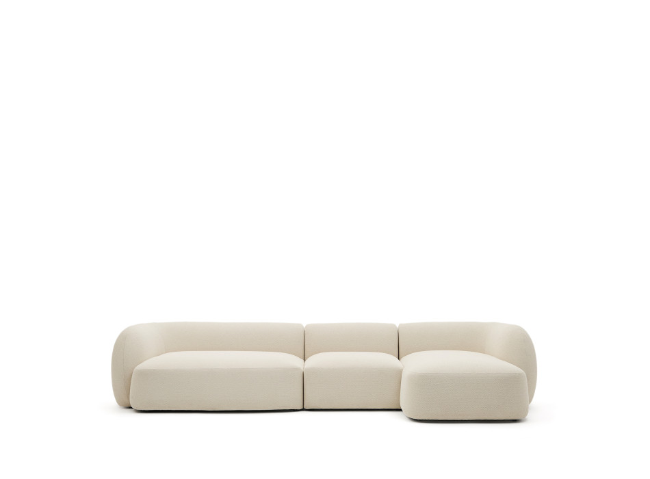 Martina 4-Sitzer Modulsofa aus Chenille mit Chaiselongue rechts, ecru, 377 cm