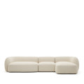 Martina 4-Sitzer Modulsofa aus Chenille mit Chaiselongue rechts, ecru, 377 cm