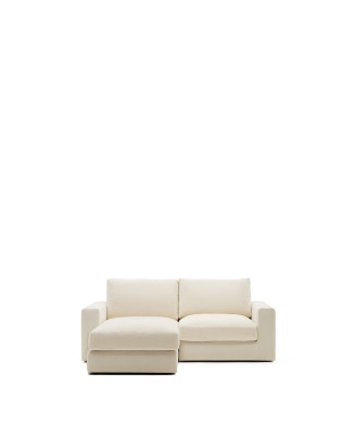 Alea 3-Sitzer-Modulsofa mit abnehmbarem Bezug aus Chenille, Chaiselongue links, ecru, 220 cm