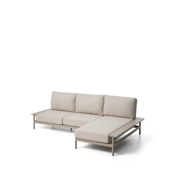 Vathi 3-Sitzer-Aluminiumsofa mit Chaiselongue rechts, Taubengrau, 250 x 159 cm