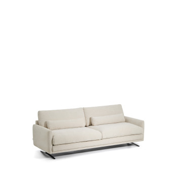 Veliro 3-Sitzer-Sofa aus beigefarbenem Chenille mit schwarzen Stahlbeinen, 240 cm, FSC Mix-zertifiziert
