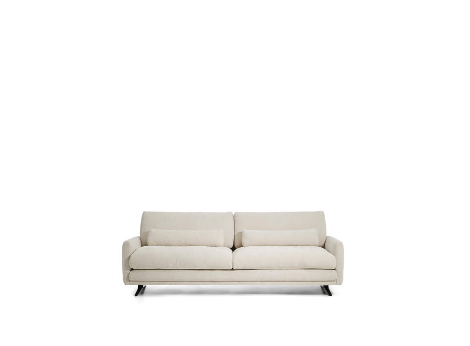 Veliro 3-Sitzer-Sofa aus beigefarbenem Chenille mit schwarzen Stahlbeinen, 240 cm, FSC Mix-zertifiziert