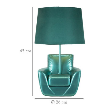 Türkisfarbene Nachttischlampe aus der Mitte des 20. Jahrhunderts