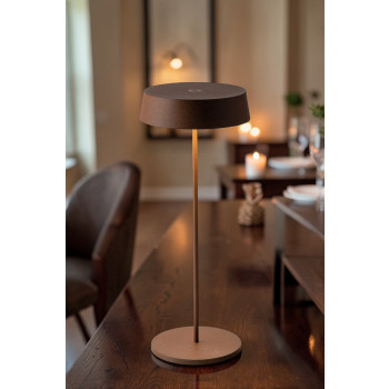 Wiederaufladbare LED-Cocktailtischlampe, Bronze, 2,2 W, 192 lm, 3000 K, dimmbar, IP54, 29,5 x 12 x 12 cm