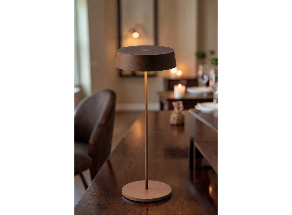 Wiederaufladbare LED-Cocktailtischlampe, Bronze, 2,2 W, 192 lm, 3000 K, dimmbar, IP54, 29,5 x 12 x 12 cm