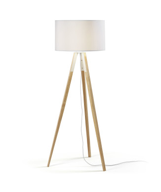 Iguazu-Stehlampe, weiß und Holz