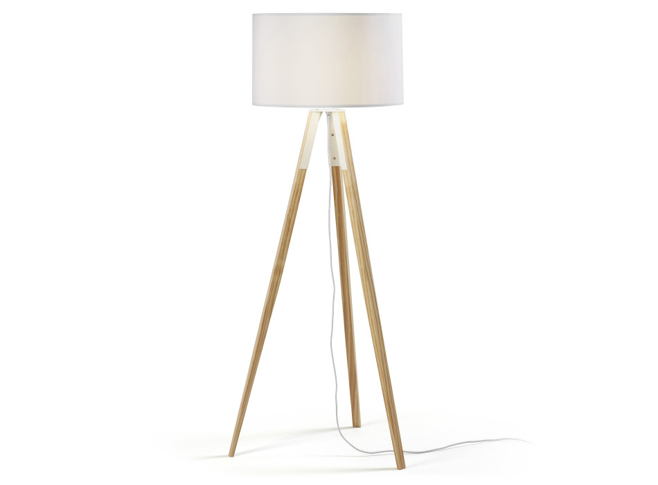 Iguazu-Stehlampe, weiß und Holz