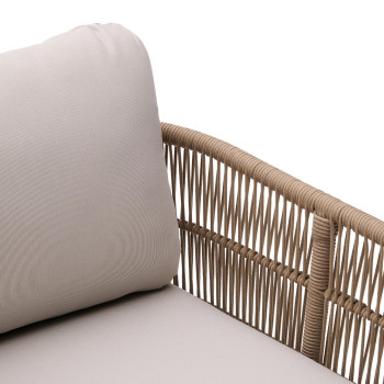 Doppelbett Catalina in beigem Seil und 100 % massivem FSC-zertifiziertem Akazienholz