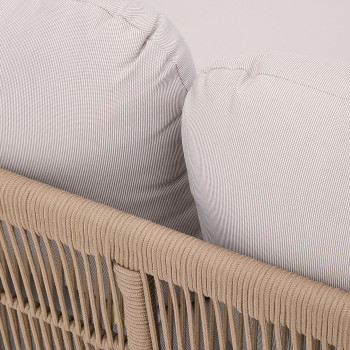 Doppelbett Catalina in beigem Seil und 100 % massivem FSC-zertifiziertem Akazienholz