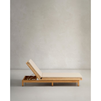 Galea Sonnenliege aus massivem Teakholz und 100 % FSC-zertifiziertem synthetischem Rattan