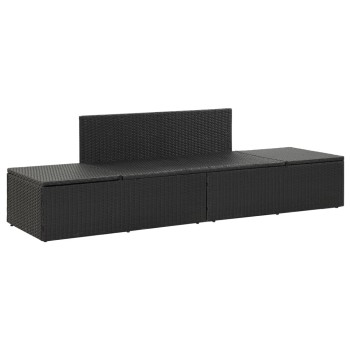 Schwarze Polyrattan-Sonnenliege mit Kissen