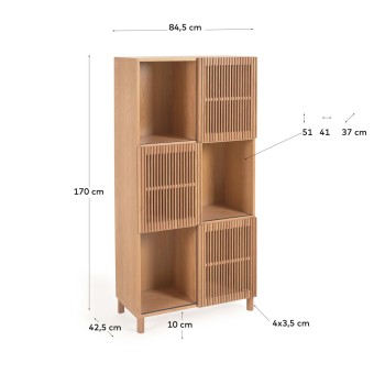 Beyla Bücherregal aus Massivholz und Eichenfurnier, 84,5 x 170 cm, FSC 100 %