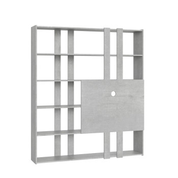Kato TV-Ständer mit Bücherregal – Modell H Kato 6R, 2 Seitenteile, 2 lange, 2 kurze, 2 mittlere Leisten, TV-Panel, Weiß-Esche