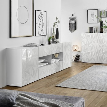 PRISMA Sideboard mit 2 Türen und 4 Schubladen, weiß