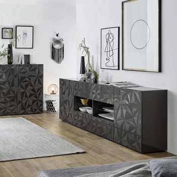 PRISMA Sideboard mit 2 Türen und 4 Schubladen, schwarz