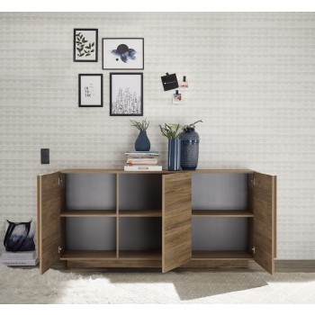JUPITER Sideboard mit 3 Türen, 182 x 44 x 90 cm, Walnussfarbe