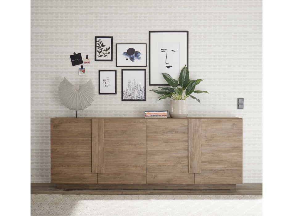 JUPITER Sideboard mit 4 Türen, 241 x 44 x 90 cm, Walnussfarbe