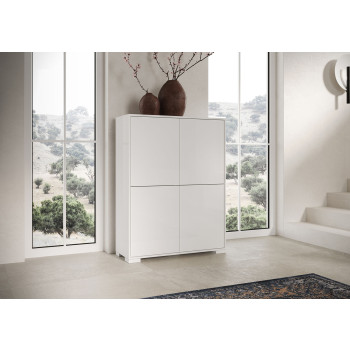Sideboard / TV-Möbel / Hohes Sideboard Lumina Hochglanz Weiß - Hohes Sideboard mit 4 Türen, 90 x 35 x 120 cm, Lumina Hochglanz Weiß