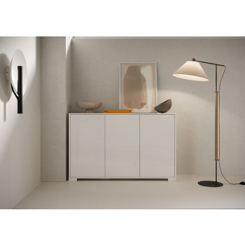 Lumina Sideboard/TV-Ständer/Hohes Sideboard in Hochglanzweiß – 3-türiges Sideboard 130 x 40 x 83 cm