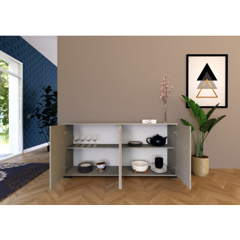 Lumina Sideboard/TV-Ständer/Hohes Sideboard in Hochglanzweiß – 4-türiges Sideboard, 172 x 40 x 83 cm, Lumina Hochglanzweiß
