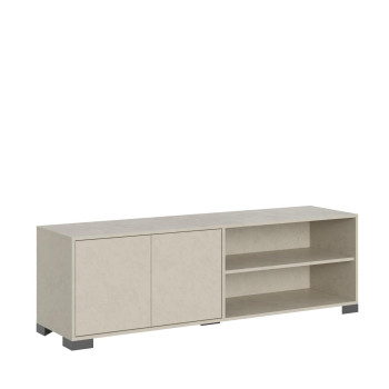 Lumina Hochglanzweiß Sideboard/TV-Schrank/Hohes Sideboard – 2-türiger TV-Schrank mit offenem Fach, 150 x 40 x 40 cm, Lumina Hochglanzweiß
