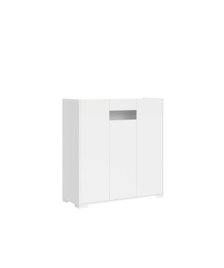 Sideboard / TV-Möbel / Hohes Sideboard Riflesso Weiß Hochglanz – Hohes Sideboard mit 3 Türen, 103 x 35 x 110 cm, Riflesso Weiß Hochglanz