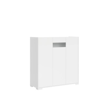 Sideboard / TV-Möbel / Hohes Sideboard Riflesso Weiß Hochglanz – Hohes Sideboard mit 3 Türen, 103 x 35 x 110 cm, Riflesso Weiß Hochglanz