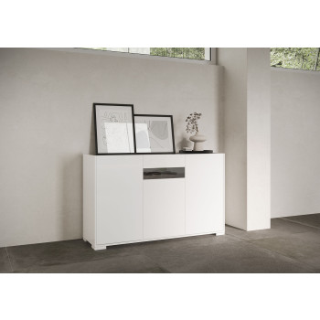 Sideboard / TV-Möbel / Hohes Sideboard Riflesso Weiß Hochglanz - 3-türiges Sideboard 130 x 40 x 81 cm, Riflesso Weiß Hochglanz