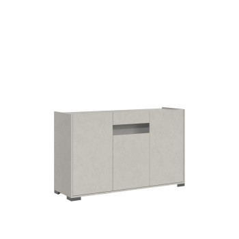 Sideboard / TV-Möbel / Hohes Sideboard Riflesso Weiß Hochglanz - 3-türiges Sideboard 130 x 40 x 81 cm, Riflesso Weiß Hochglanz