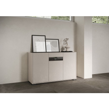 Sideboard / TV-Möbel / Hohes Sideboard Riflesso Weiß Hochglanz - 3-türiges Sideboard 130 x 40 x 81 cm, Riflesso Weiß Hochglanz