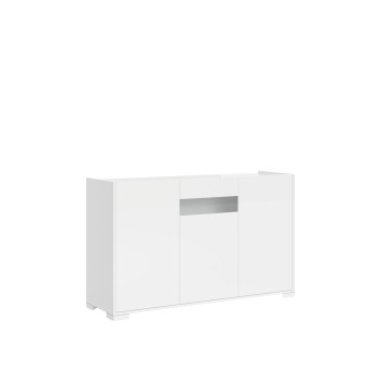 Sideboard / TV-Möbel / Hohes Sideboard Riflesso Weiß Hochglanz - 3-türiges Sideboard 130 x 40 x 81 cm, Riflesso Weiß Hochglanz