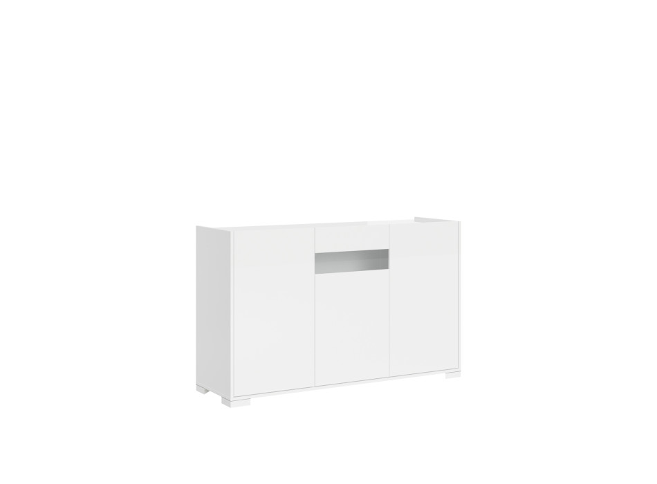 Sideboard / TV-Möbel / Hohes Sideboard Riflesso Weiß Hochglanz - 3-türiges Sideboard 130 x 40 x 81 cm, Riflesso Weiß Hochglanz