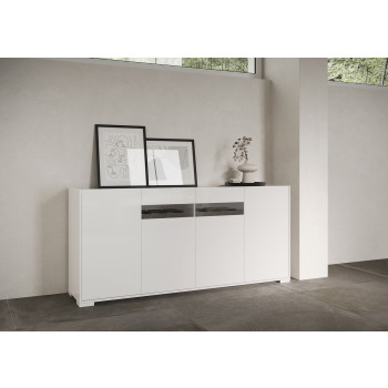Sideboard / TV-Möbel / Hohes Sideboard Riflesso Weiß Hochglanz - 4-türiges Sideboard 172 x 40 x 81 cm, Riflesso Weiß Hochglanz