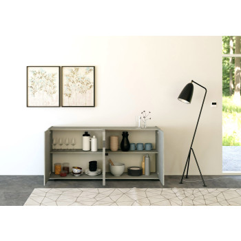 Sideboard / TV-Möbel / Hohes Sideboard Riflesso Weiß Hochglanz - 4-türiges Sideboard 172x40x81 cm Riflesso Weiß Hochglanz