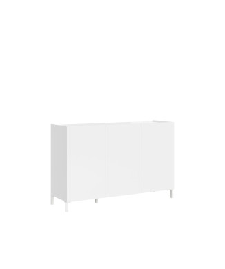 Solaria Sideboard/TV-Ständer/Hohes Sideboard, Hochglanz Weiß – 3-türiges Sideboard, 130 x 40 x 84 cm