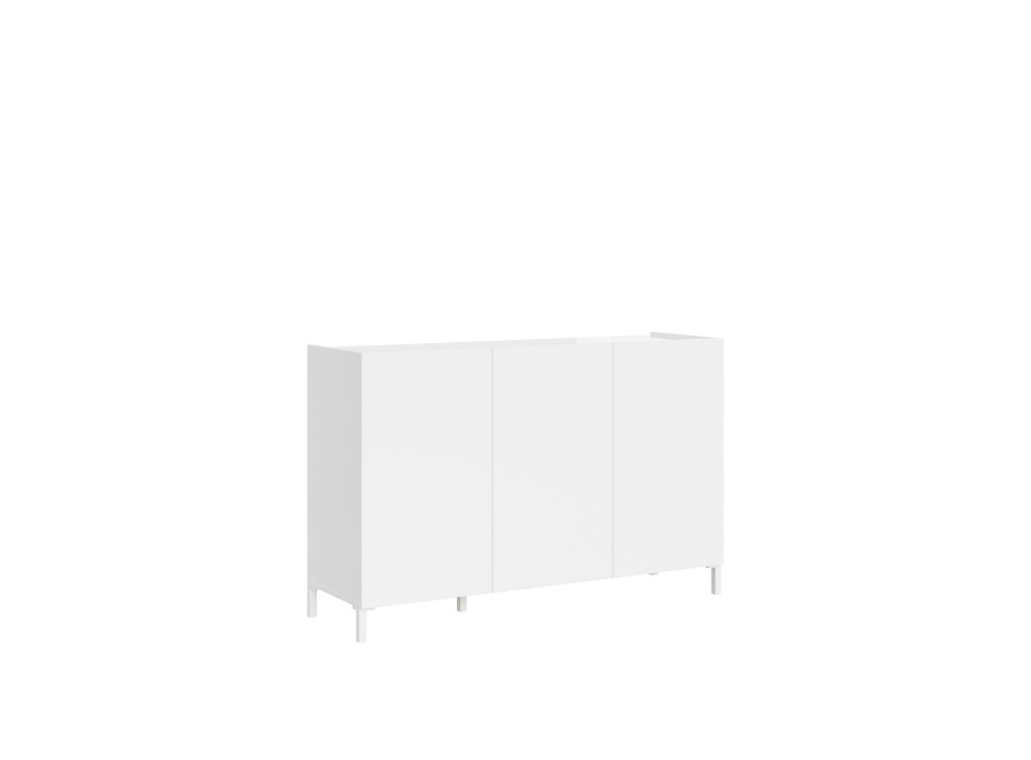 Solaria Sideboard/TV-Ständer/Hohes Sideboard, Hochglanz Weiß – 3-türiges Sideboard, 130 x 40 x 84 cm
