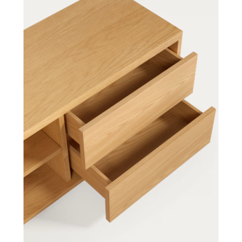Abilen TV-Schrank, 2 Türen, 2 Schubladen, weißes Furnier, 200 x 44 cm, FSC 100 %