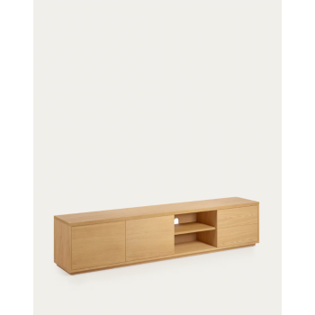 Abilen TV-Schrank, 2 Türen, 2 Schubladen, weißes Furnier, 200 x 44 cm, FSC 100 %
